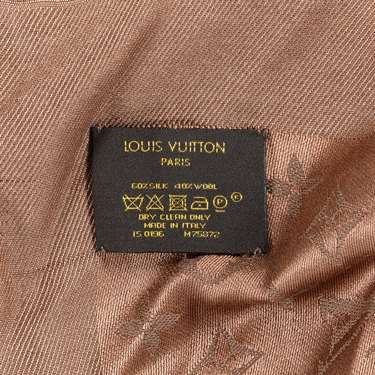Silk Wool Monogram Shawl Cappuccino