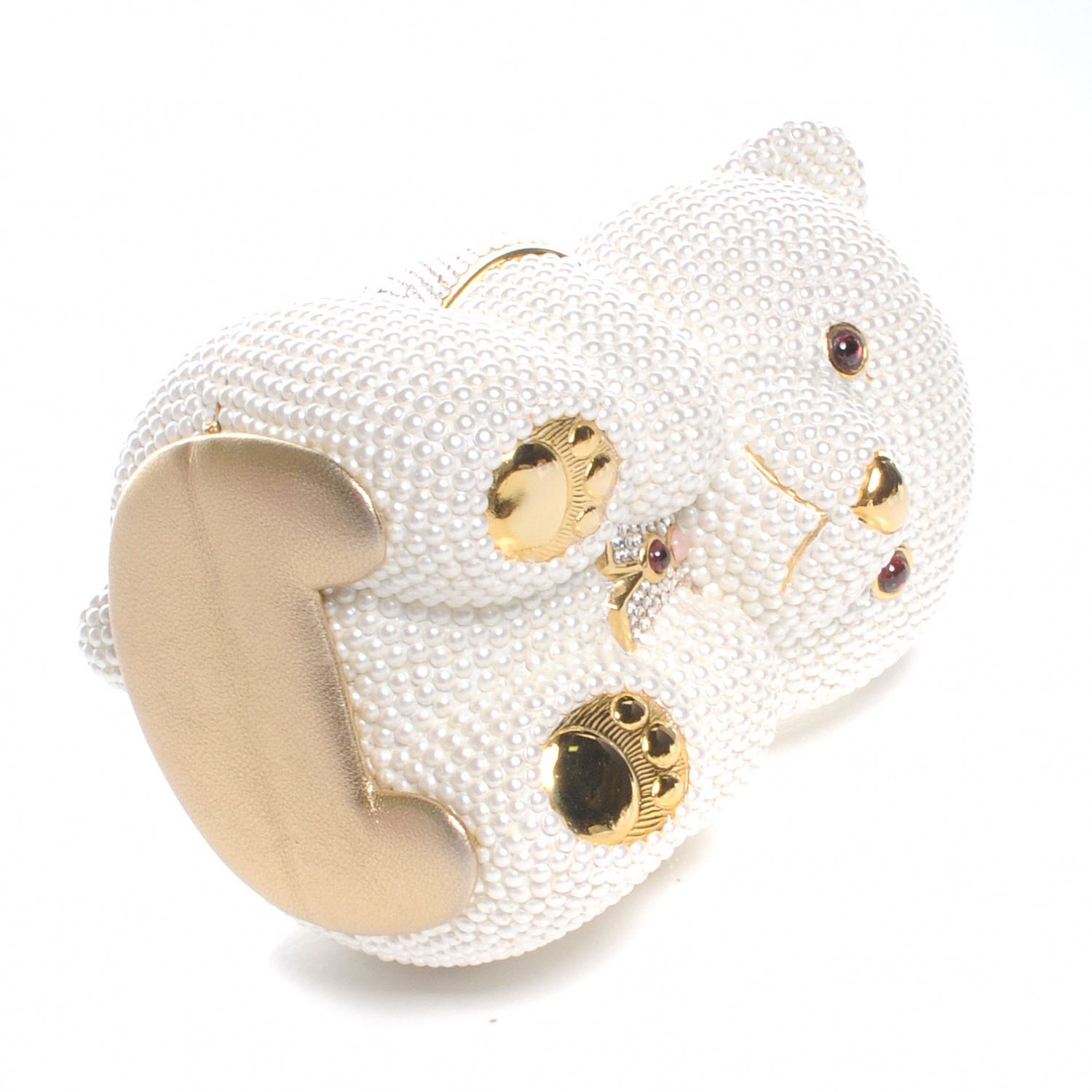 Judith Leiber Pearl Crystal Sweetheart Bear Minaudiere Clutch White 6 of 11
