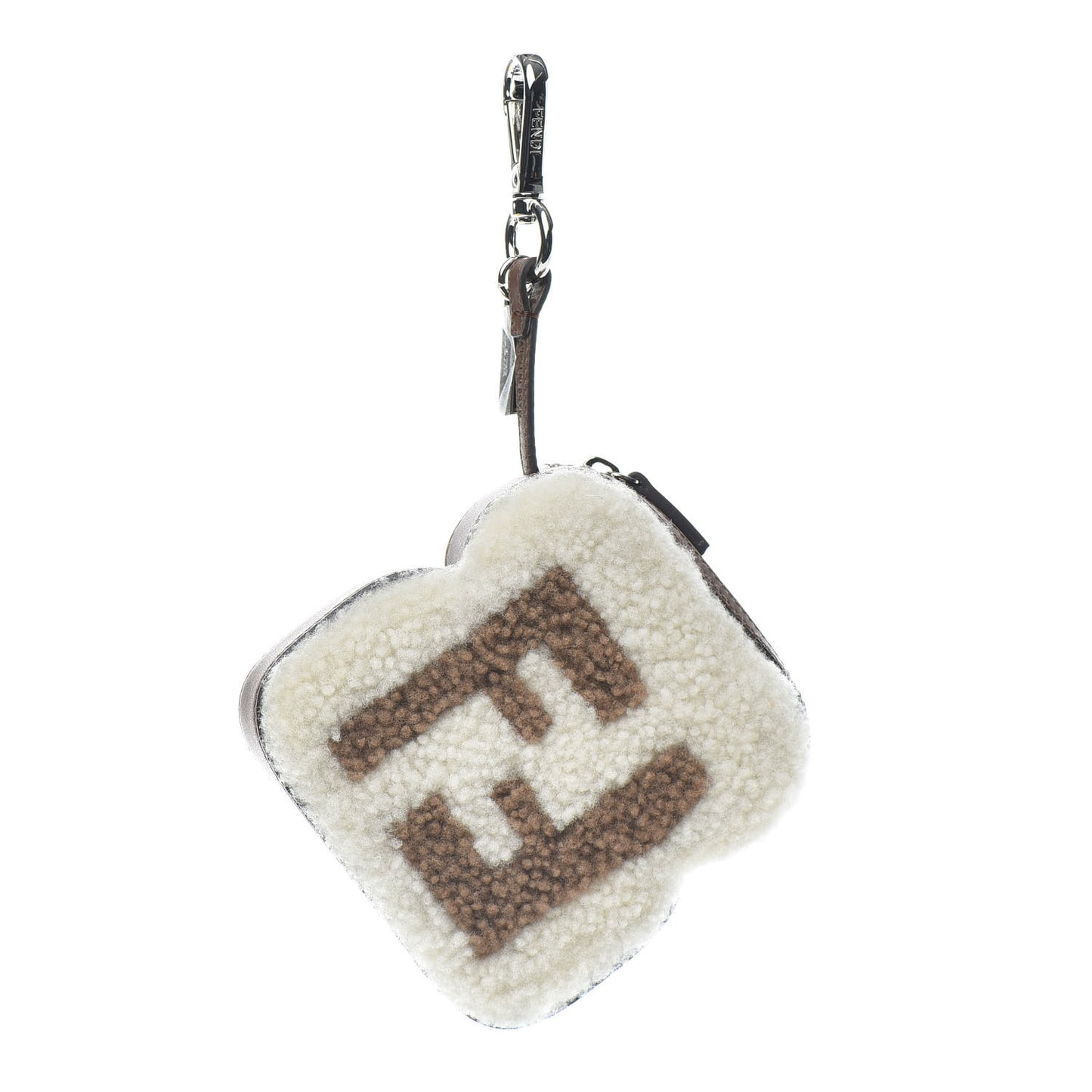 Shearling Toast Bag Charm White