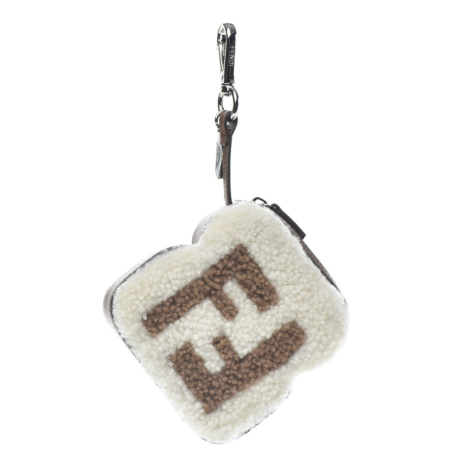 Fendi Shearling Toast Bag Charm White 1 of 3
