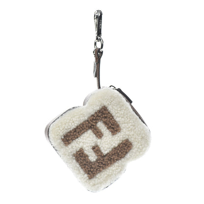 Fendi Shearling Toast Bag Charm White 1 of 3