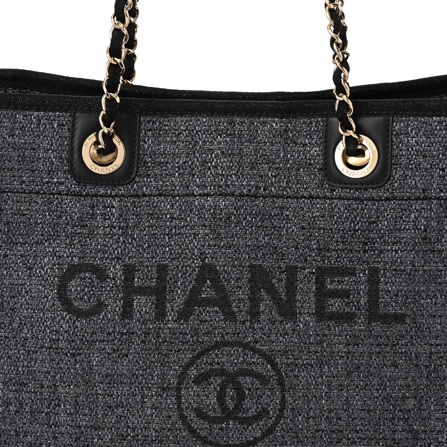 Lurex Boucle Small Deauville Tote Black