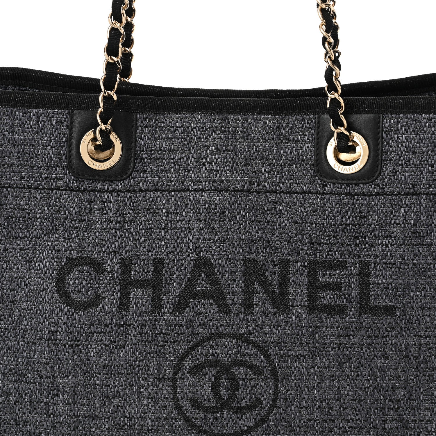 Chanel Lurex Boucle Small Deauville Tote Black 8 of 11