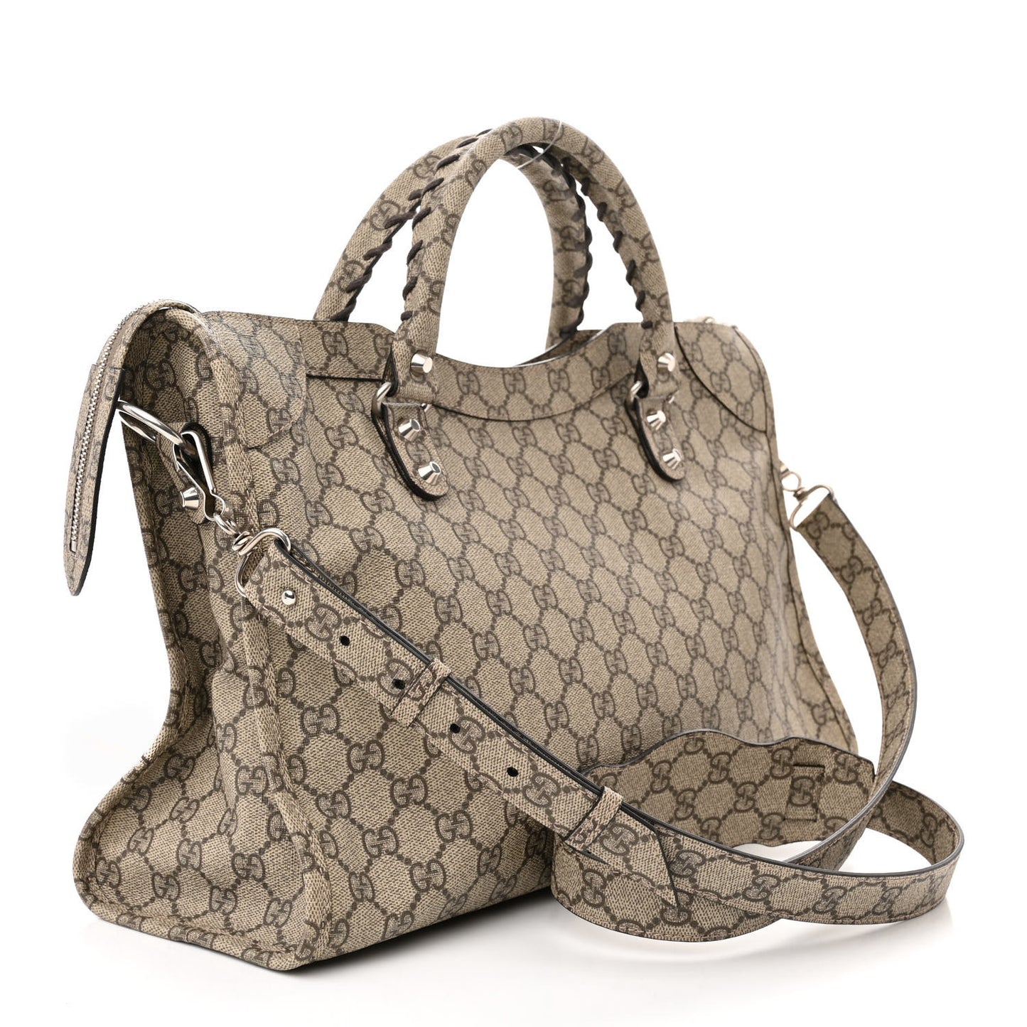 X GUCCI GG Supreme Monogram Neo Classic Silver Hardware City Beige Ebony