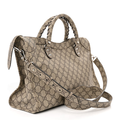 Balenciaga X GUCCI GG Supreme Monogram Neo Classic Silver Hardware City Beige Ebony 3 of 10