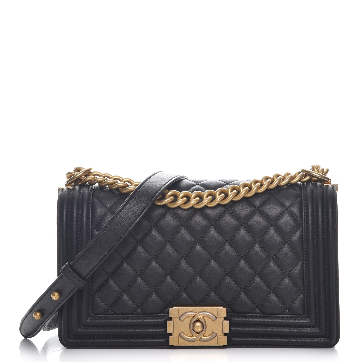 Chanel Lambskin Quilted Medium Boy Flap Black 1 of 8
