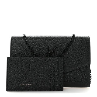 Saint Laurent Grain de Poudre Uptown Chain Wallet Black 3 of 12