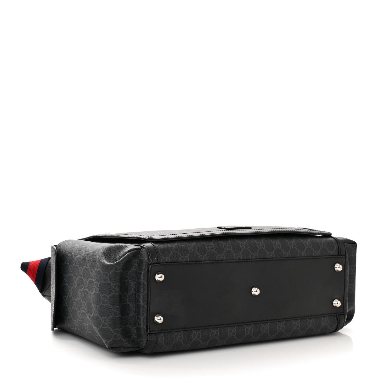 GG Supreme Monogram Web Messenger Diaper Bag Black Grey