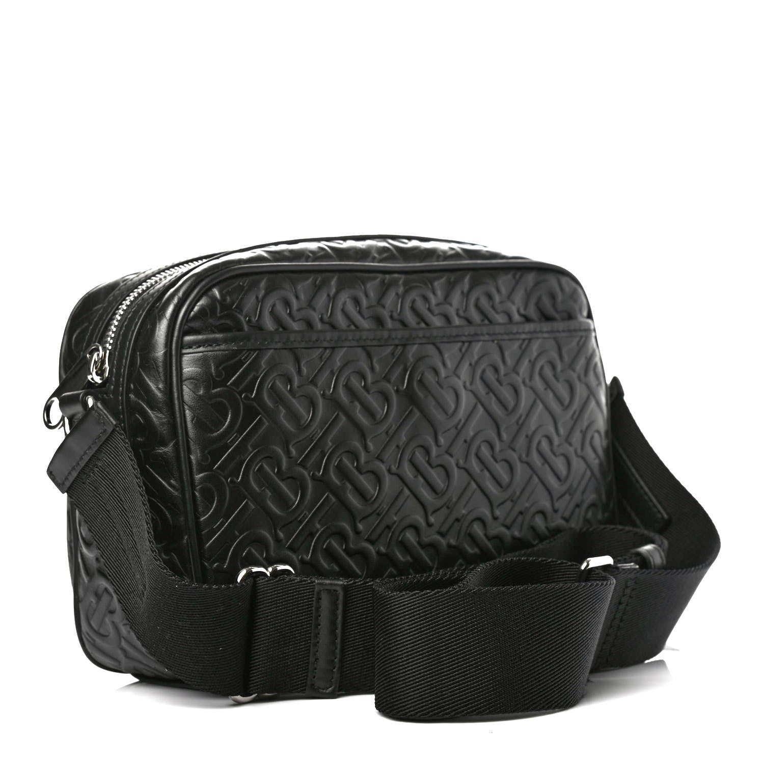 Burberry Calfskin Embossed Monogram Small Camera Bag Black 2 of 4