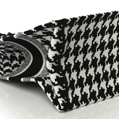 Christian Dior Canvas Macro Houndstooth Embroidered Medium Book Tote Black White 8 of 9
