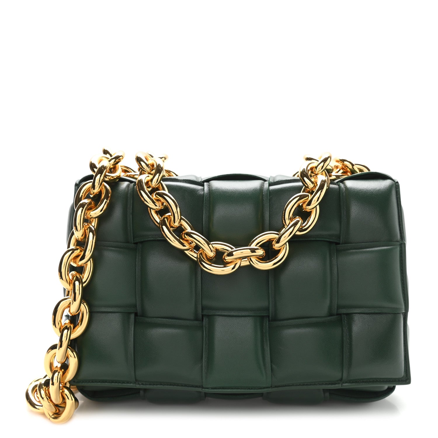 Bottega Veneta Lambskin Maxi Intreccio Padded Chain Cassette Crossbody Bag Raintree 1 of 9