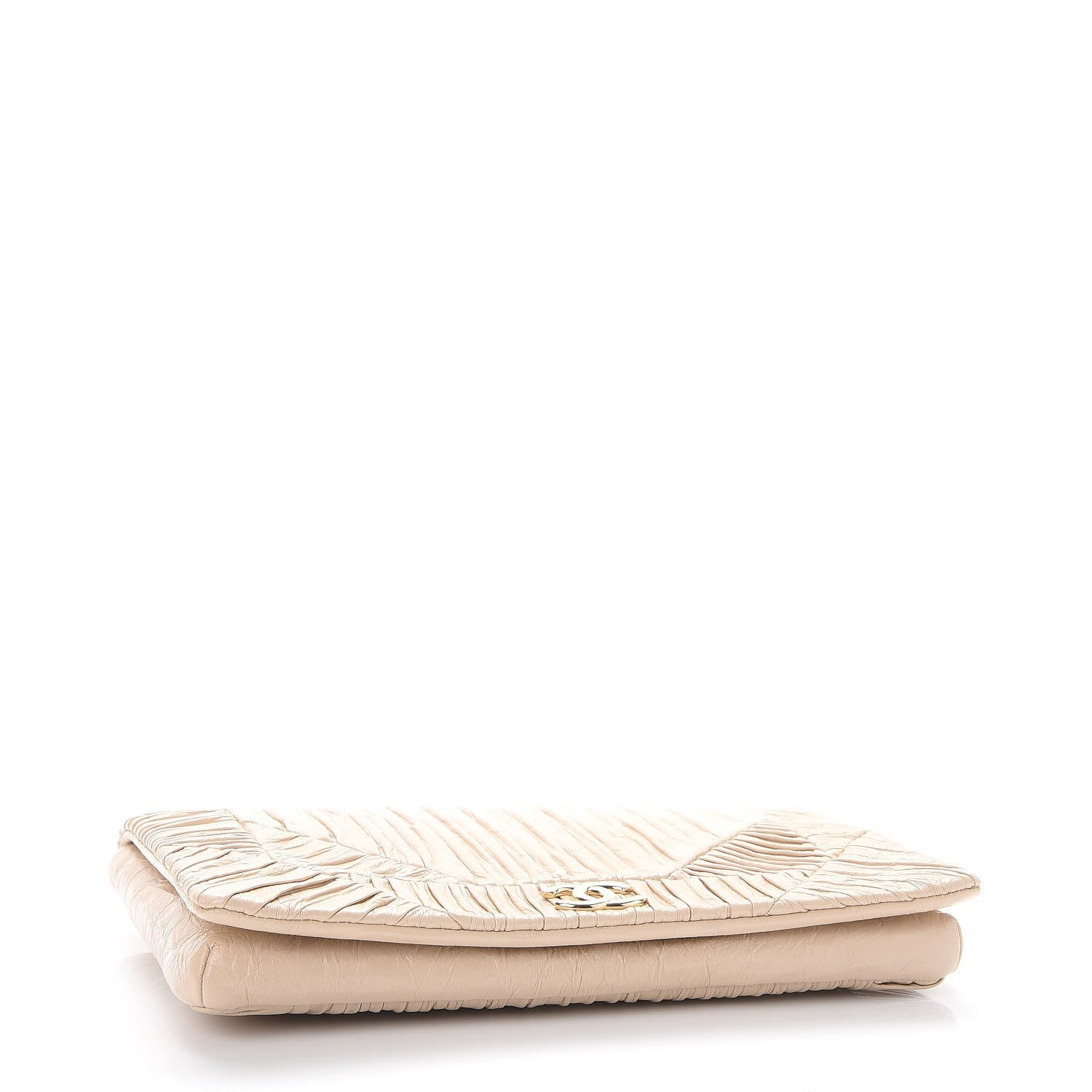 Chanel Crumpled Calfskin Coco Pleats Clutch Light Beige 4 of 7