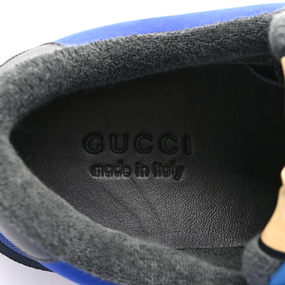 Gucci Monogram Nubuck Miro Soft Calfskin Mens Screener 50mm Sneakers 9.5 Imperial Blue Graphite Grey 9 of 10