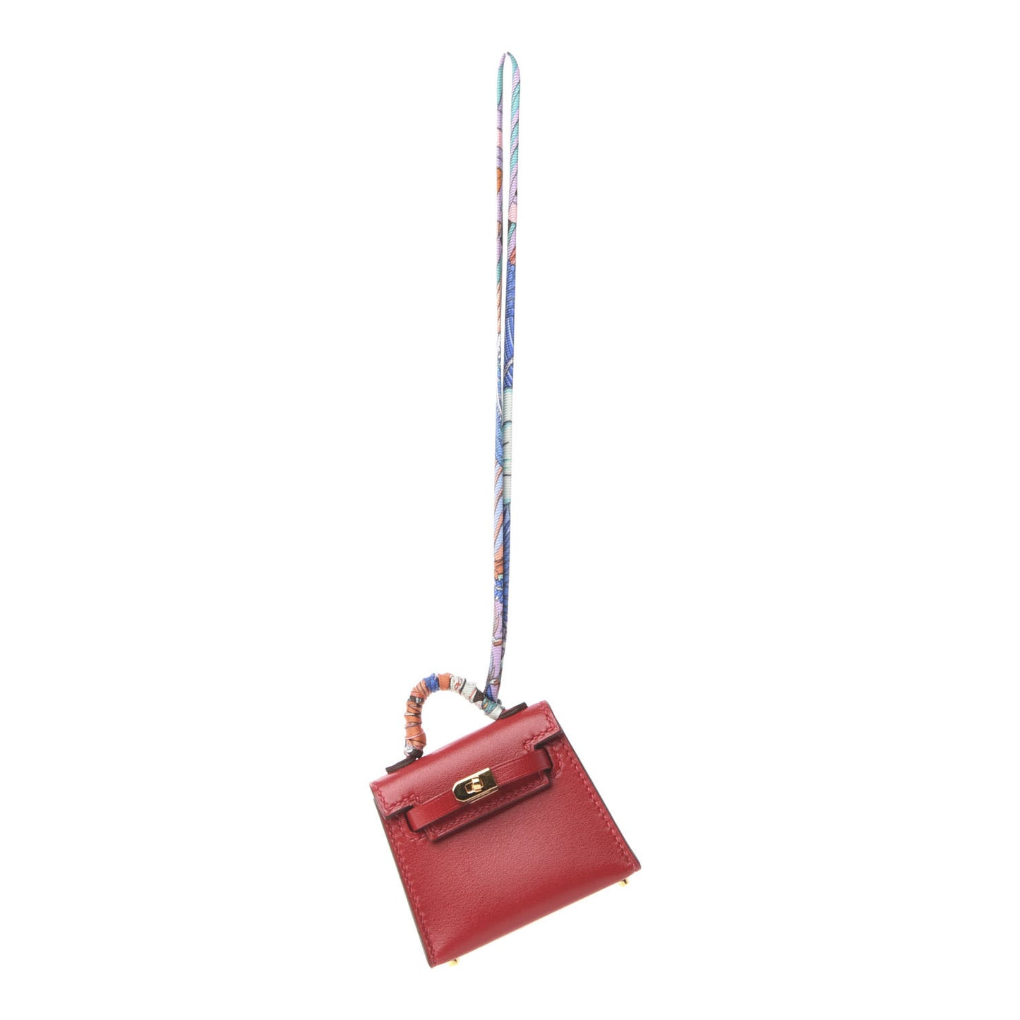 Tadelakt Mini Kelly Twilly Bag Charm Rouge Vif