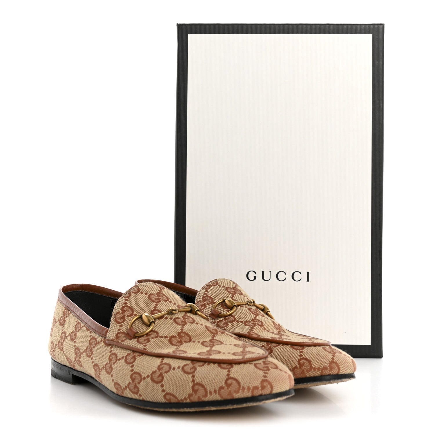 Gucci Canvas GG Monogram Horsebit Womens Jordaan Loafers 38 Beige Ruggine Rust 12 of 12