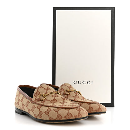 Gucci Canvas GG Monogram Horsebit Womens Jordaan Loafers 38 Beige Ruggine Rust 12 of 12