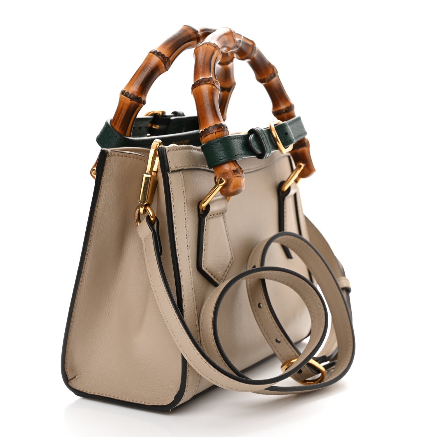 Gucci Wonka Grain Calfskin Mini Diana Tote Bag Oatmeal Vintage Green 3 of 10