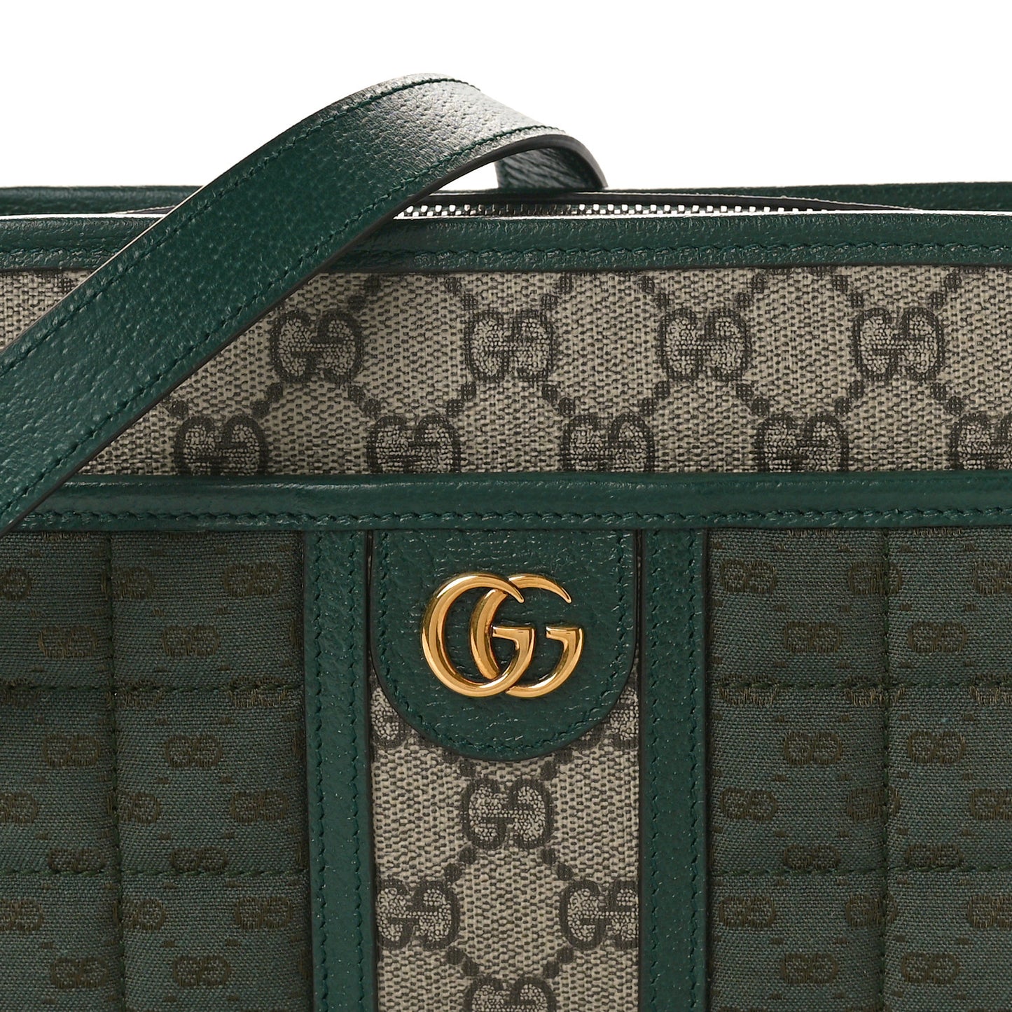 Monogram GG Mignon Textured Dollar Calfskin GG Supreme Monogram Quilted Mini GG Shoulder Bag Green Beige Ebony
