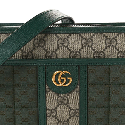 Gucci Monogram GG Mignon Textured Dollar Calfskin GG Supreme Monogram Quilted Mini GG Shoulder Bag Green Beige Ebony 8 of 10