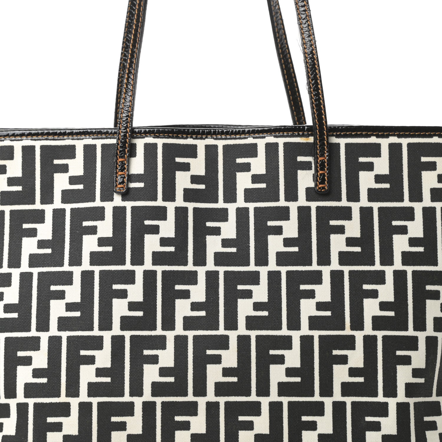 Fendi Canvas FF Roll Tote Black White 8 of 18