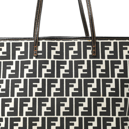 Fendi Canvas FF Roll Tote Black White 8 of 18