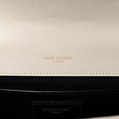 Saint Laurent Grain De Poudre Textured Mixed Matelasse Medium Triquilt Monogram Satchel Crema Soft 6 of 13