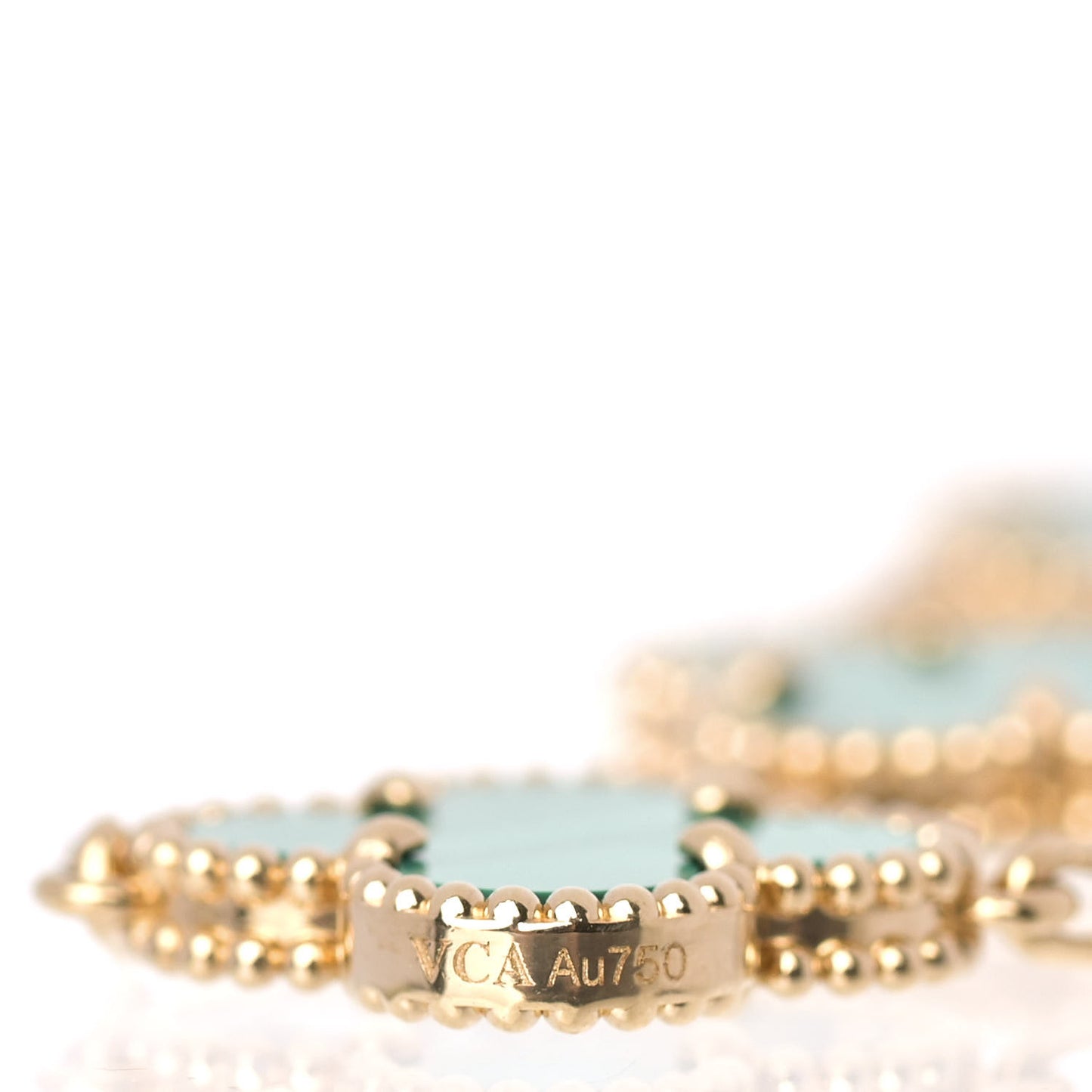 18K Yellow Gold Malachite 5 Motifs Vintage Alhambra Bracelet