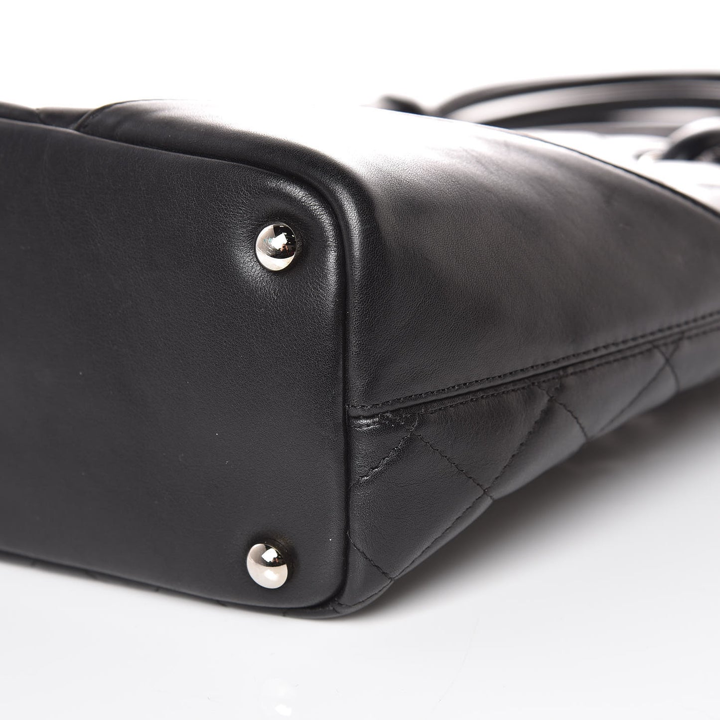 Calfskin Quilted Small Cambon Tote Black