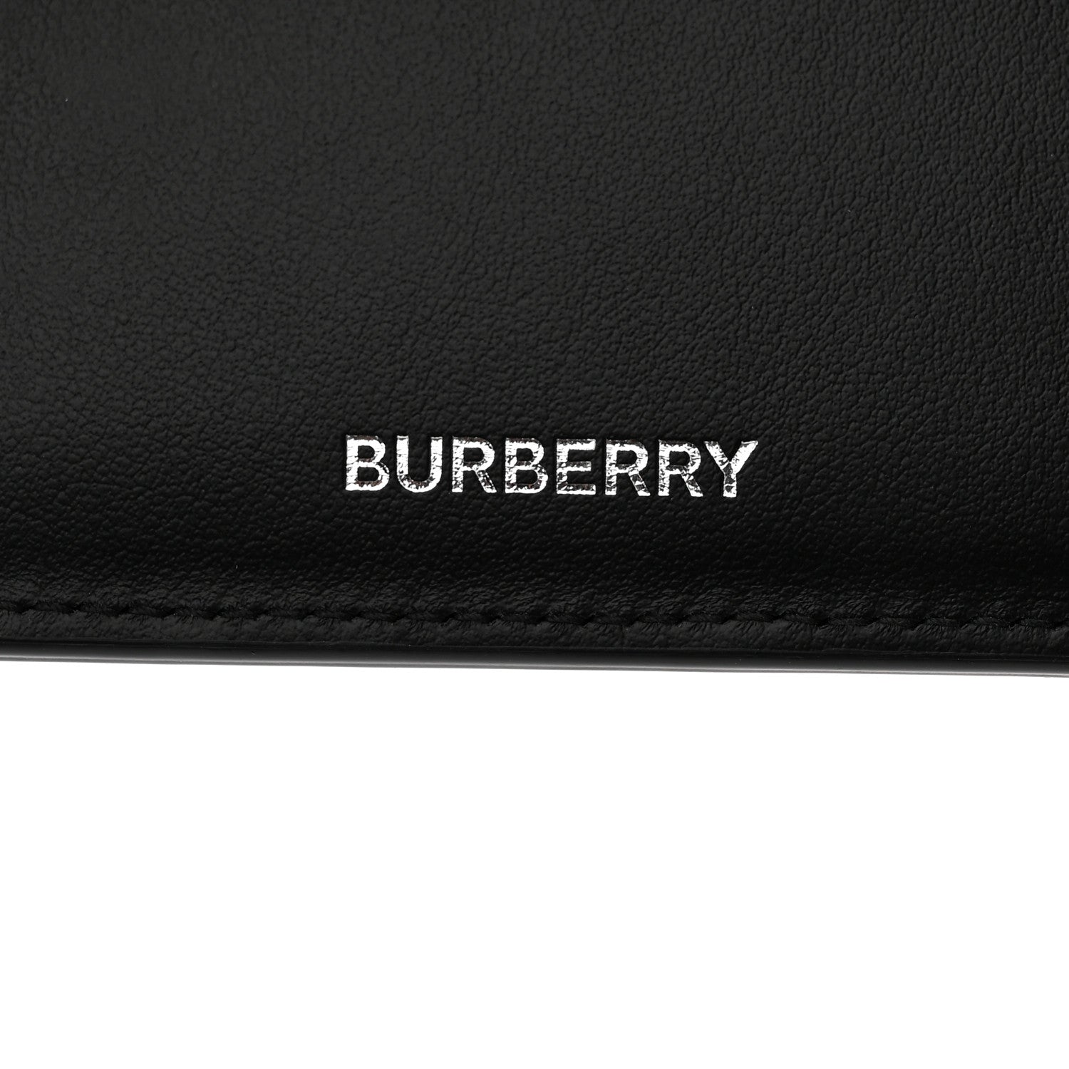 Burberry Calfskin Embossed TB Print Bi-Fold Wallet Black White 6 of 8