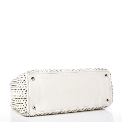 Chanel Calfskin Small Braided CC Tote White 4 of 9