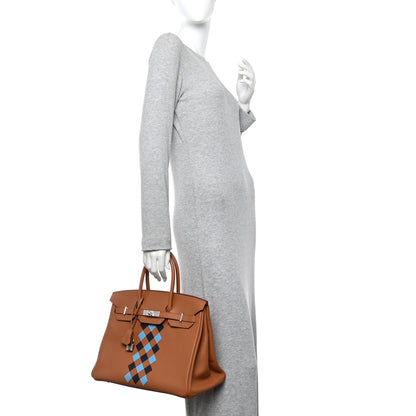 Hermes Swift Epsom Tressage Birkin 35 Gold Bleu de Nord Bleu Indigo 2 of 11