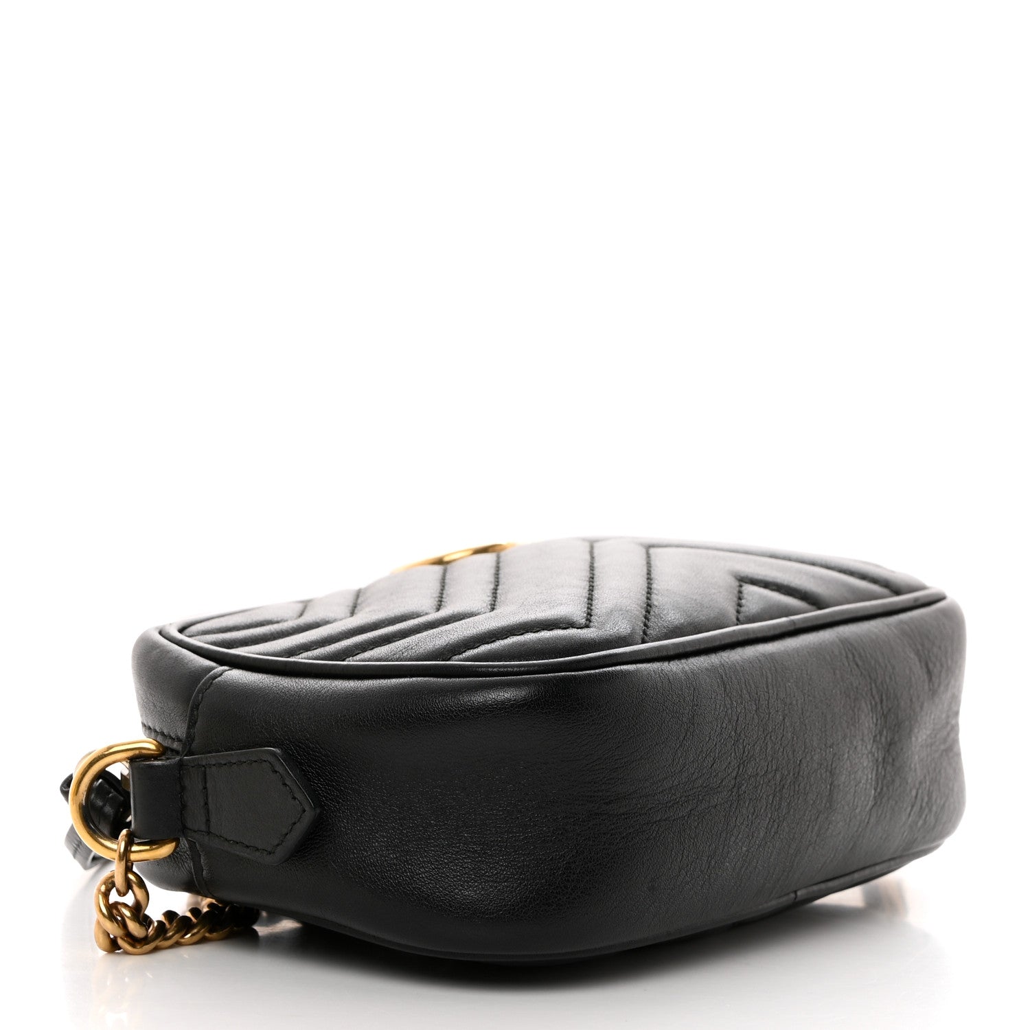 Gucci Calfskin Matelasse Mini GG Marmont Chain Shoulder Bag Black 4 of 12