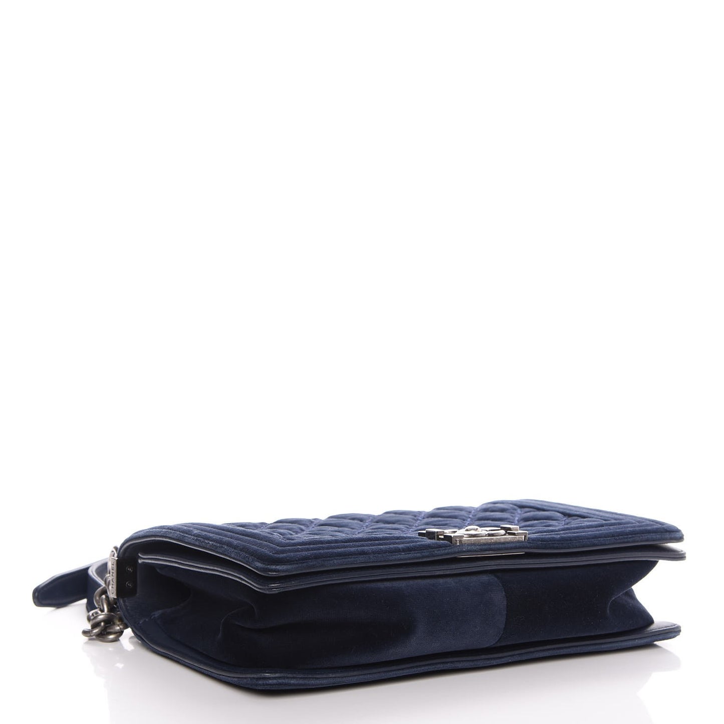 Velvet Tweed Quilted New Medium Boy Flap Dark Navy Blue