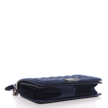 Chanel Velvet Tweed Quilted New Medium Boy Flap Dark Navy Blue 4 of 10