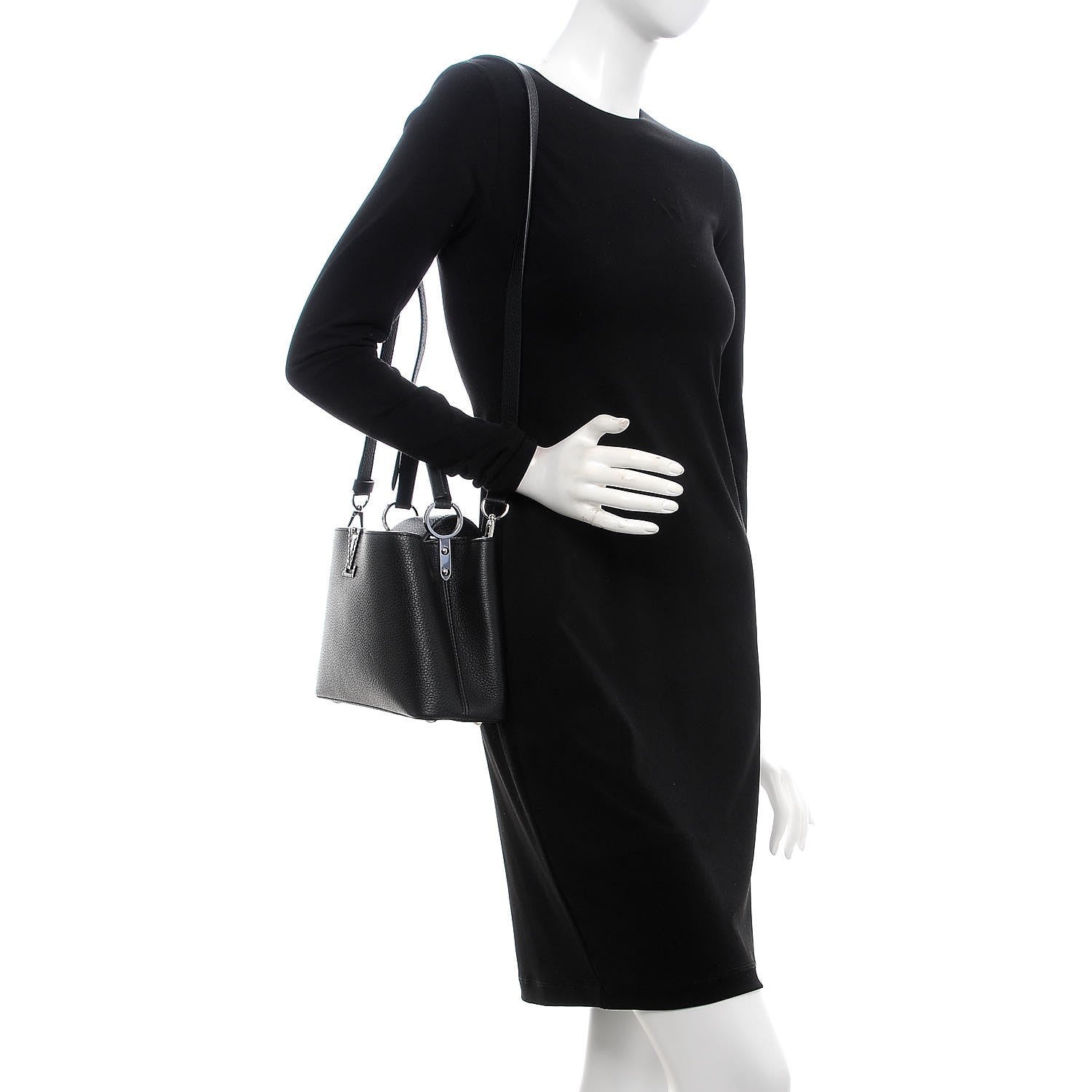 Louis Vuitton Taurillon Studded Capucines BB Black 2 of 6