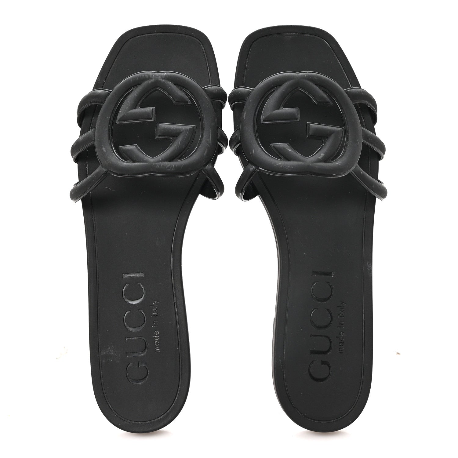 Gucci Rubber Womens Interlocking G Slide Sandals  36 Black 2 of 9