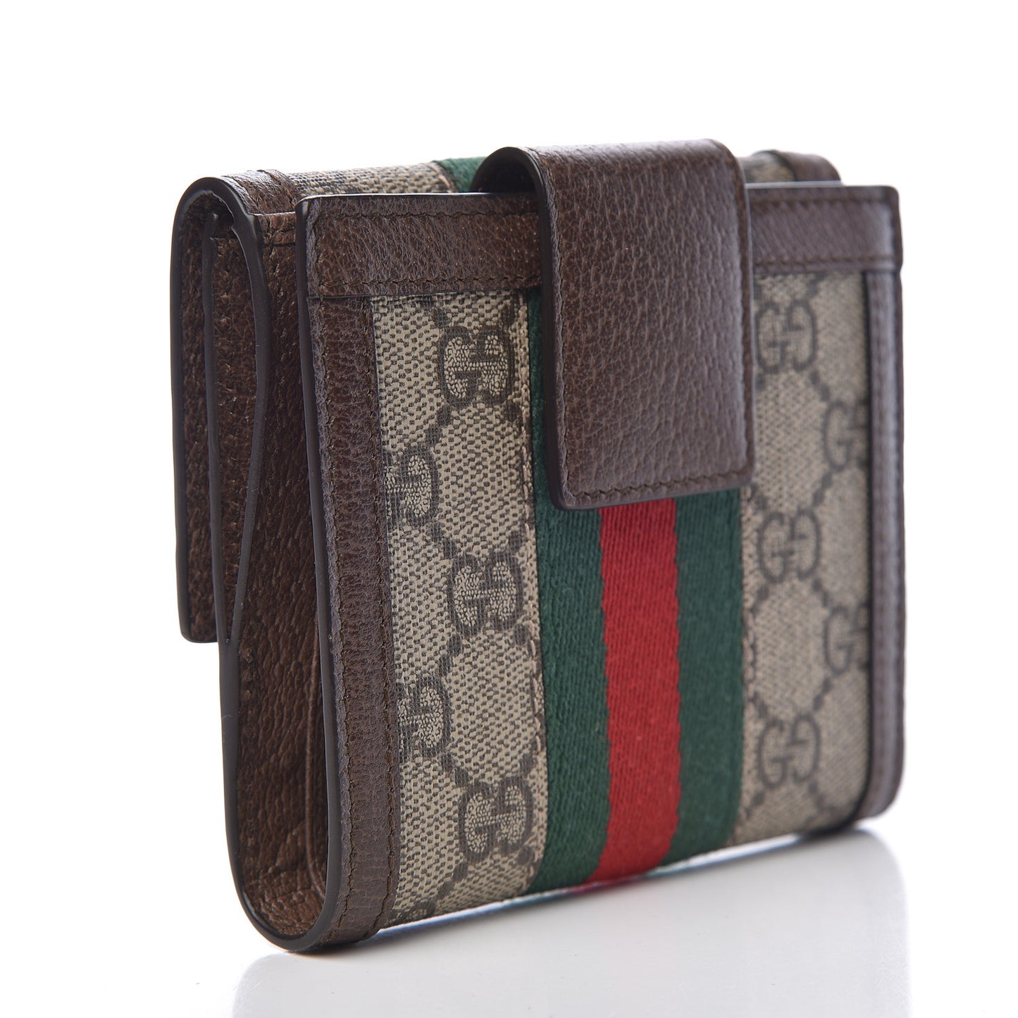 GG Supreme Monogram Web Ophidia French Flap Wallet Beige New Acero