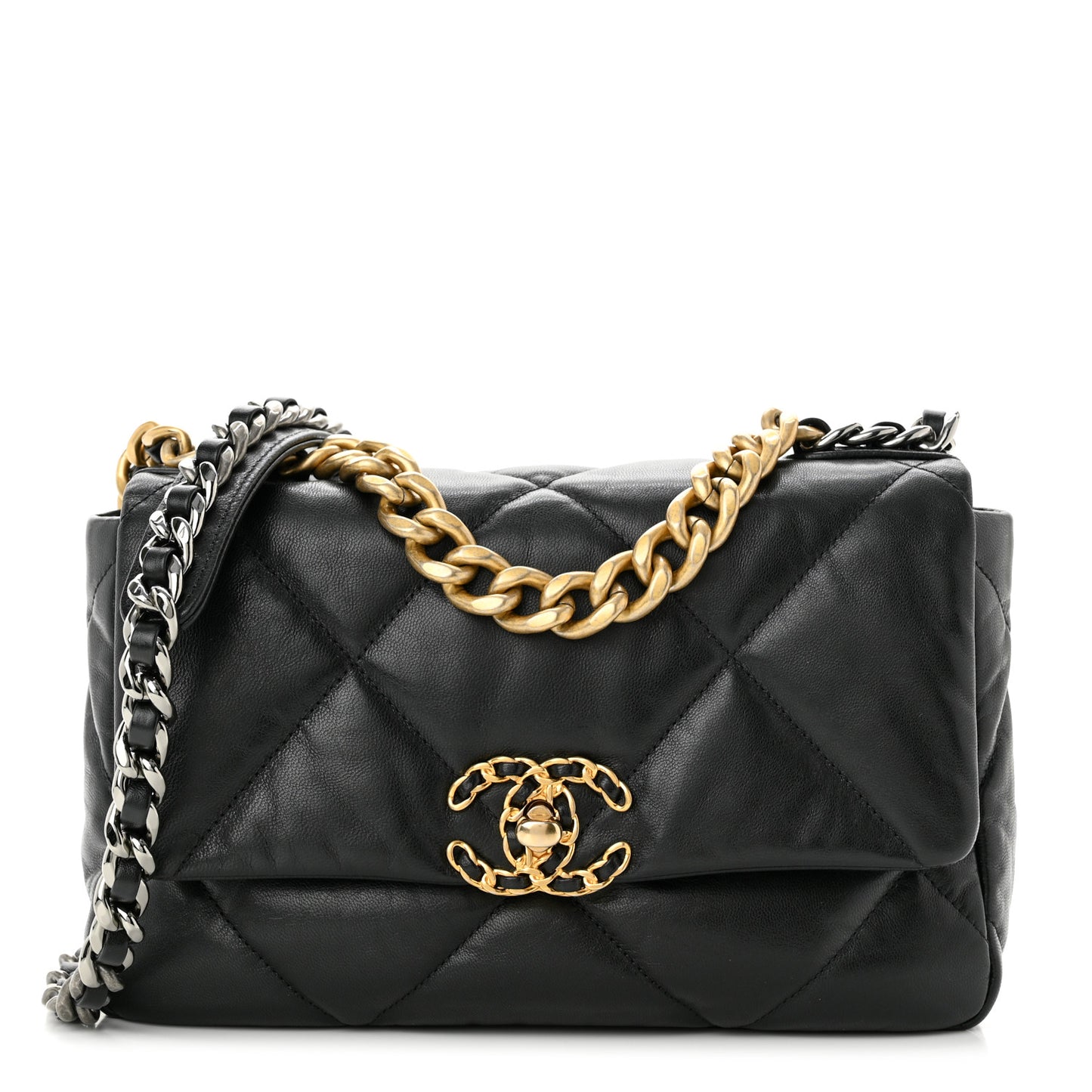 Goatskin Quilted Medium Chanel 19 Flap Black
