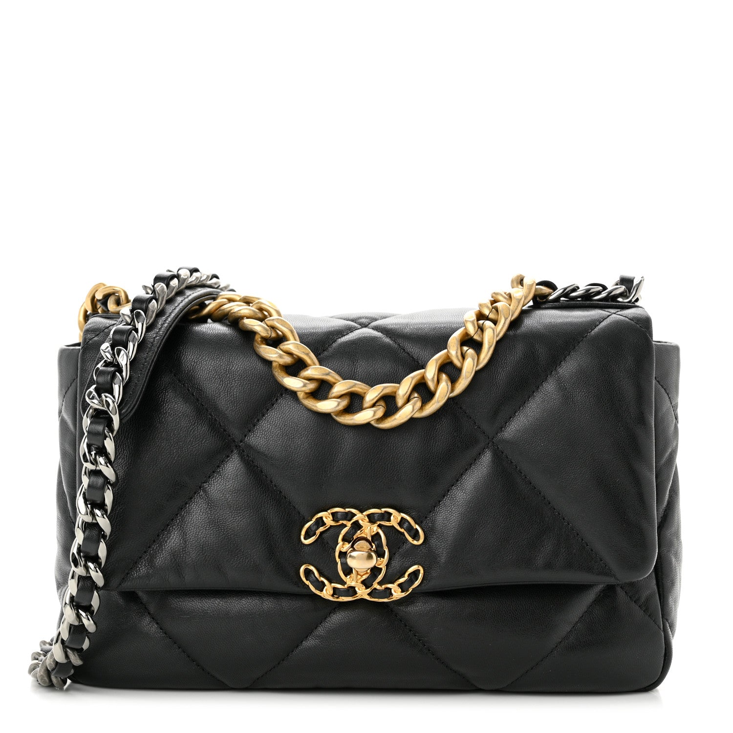 Chanel Goatskin Quilted Medium Chanel 19 Flap Black 1 of 10