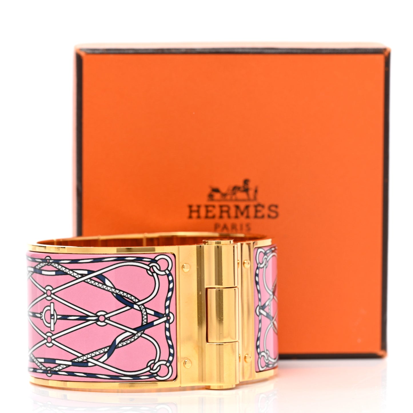 Enamel Printed Cuirs Marins Wide Hinged Bracelet L Quadrichromie
