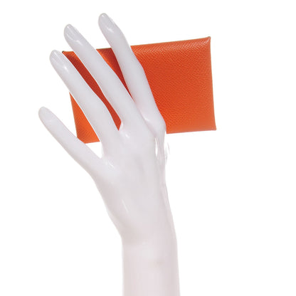 Hermes Epsom Calvi Card Case Orange 2 of 8