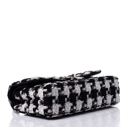 Chanel Tweed Quilted Medium Double Flap Black Ecru White 3 of 4