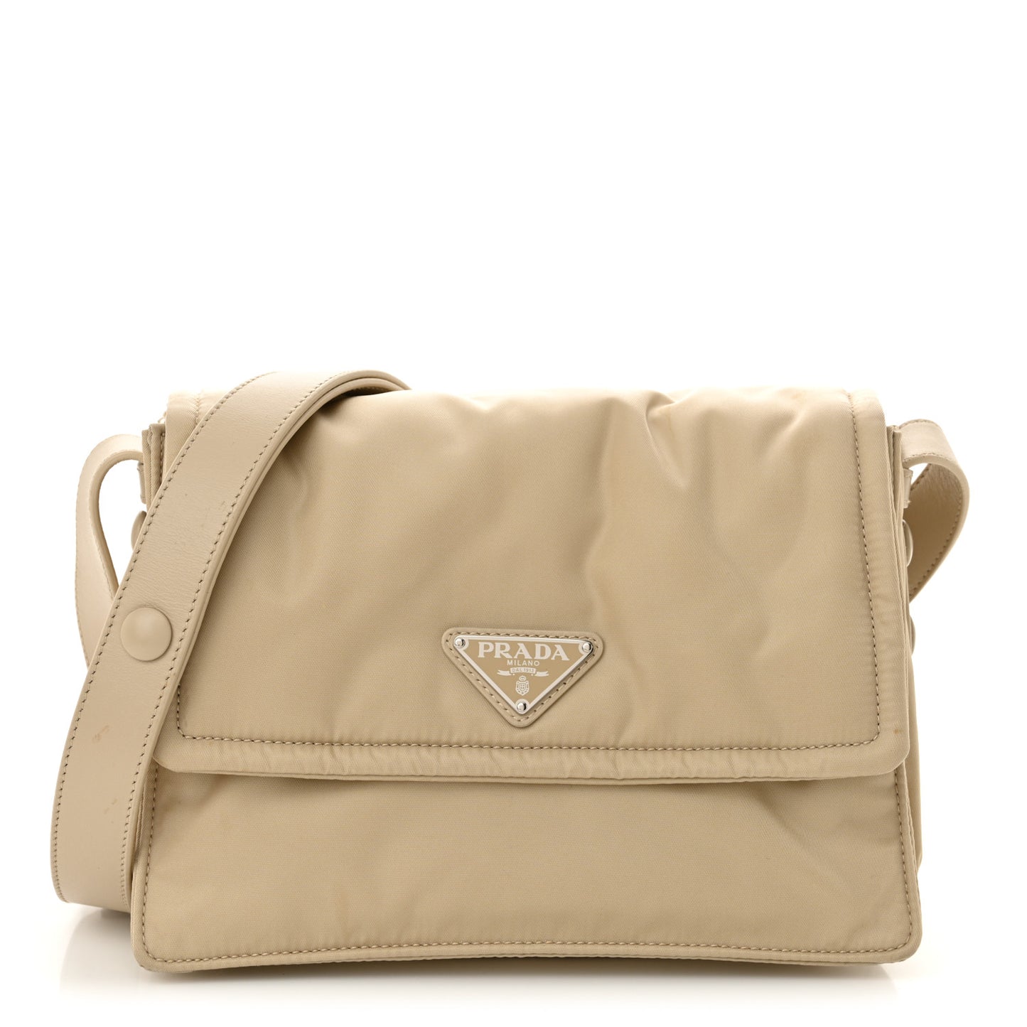 Re-Nylon Vitello Padded Small Flap Shoulder Bag Deserto
