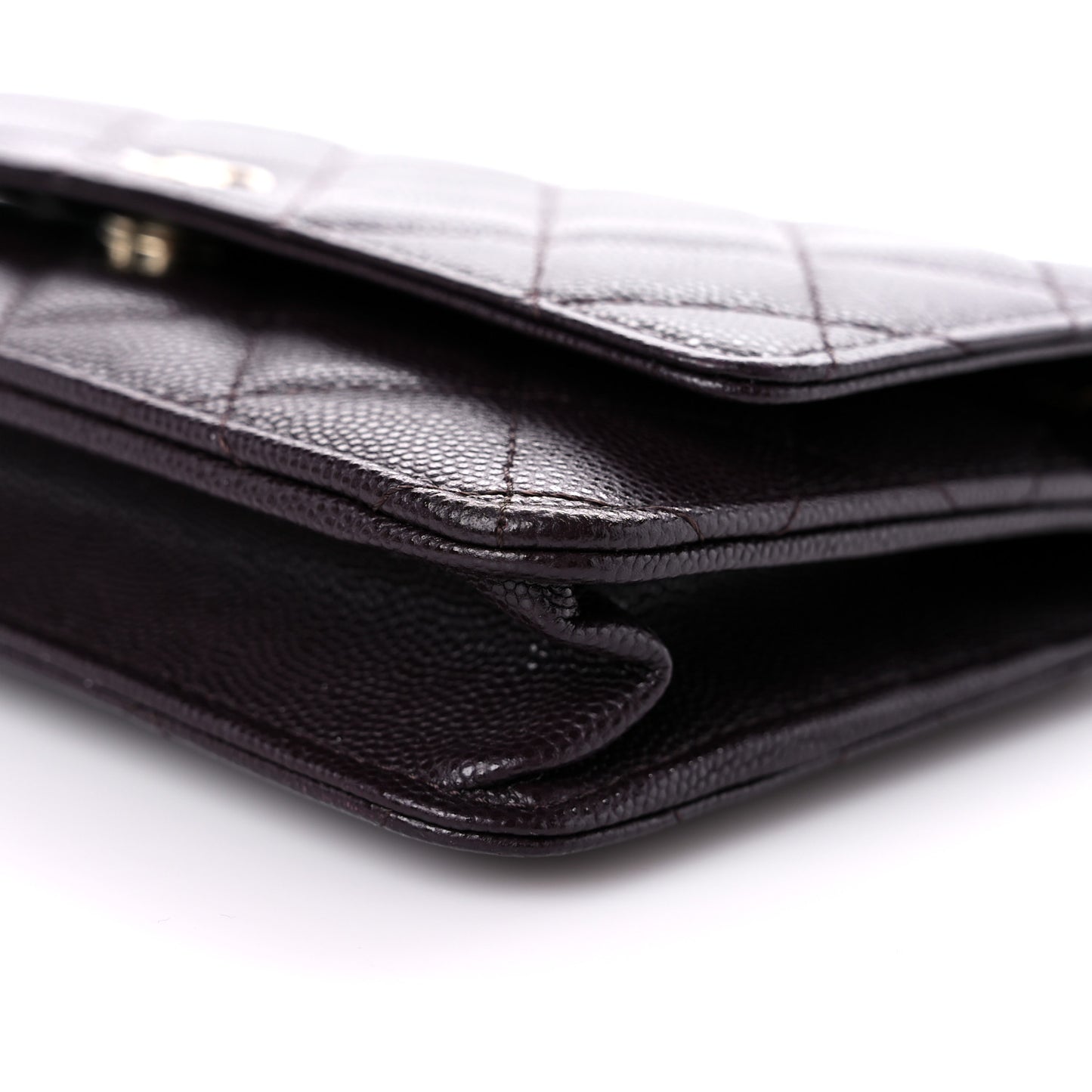 Caviar Quilted Wallet on Chain WOC Dark Brown