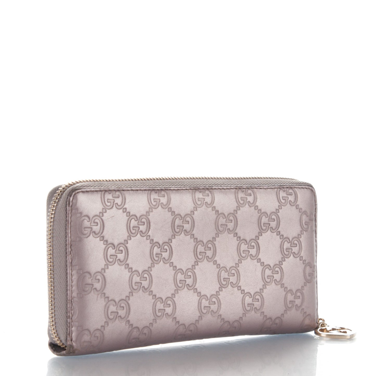 Metallic Soft Guccissima Margaux Calfskin Lovely Zip Around Wallet Senanque