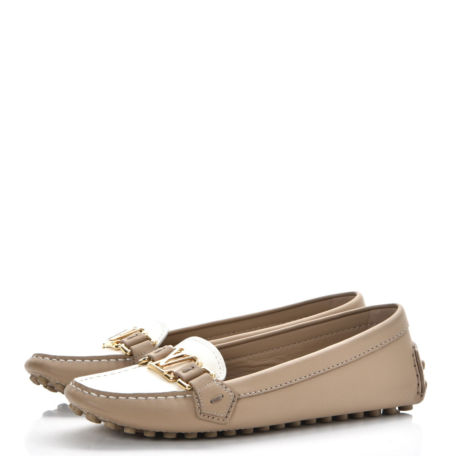 Louis Vuitton Calfskin Oxford Loafers 36 Beige White 3 of 8