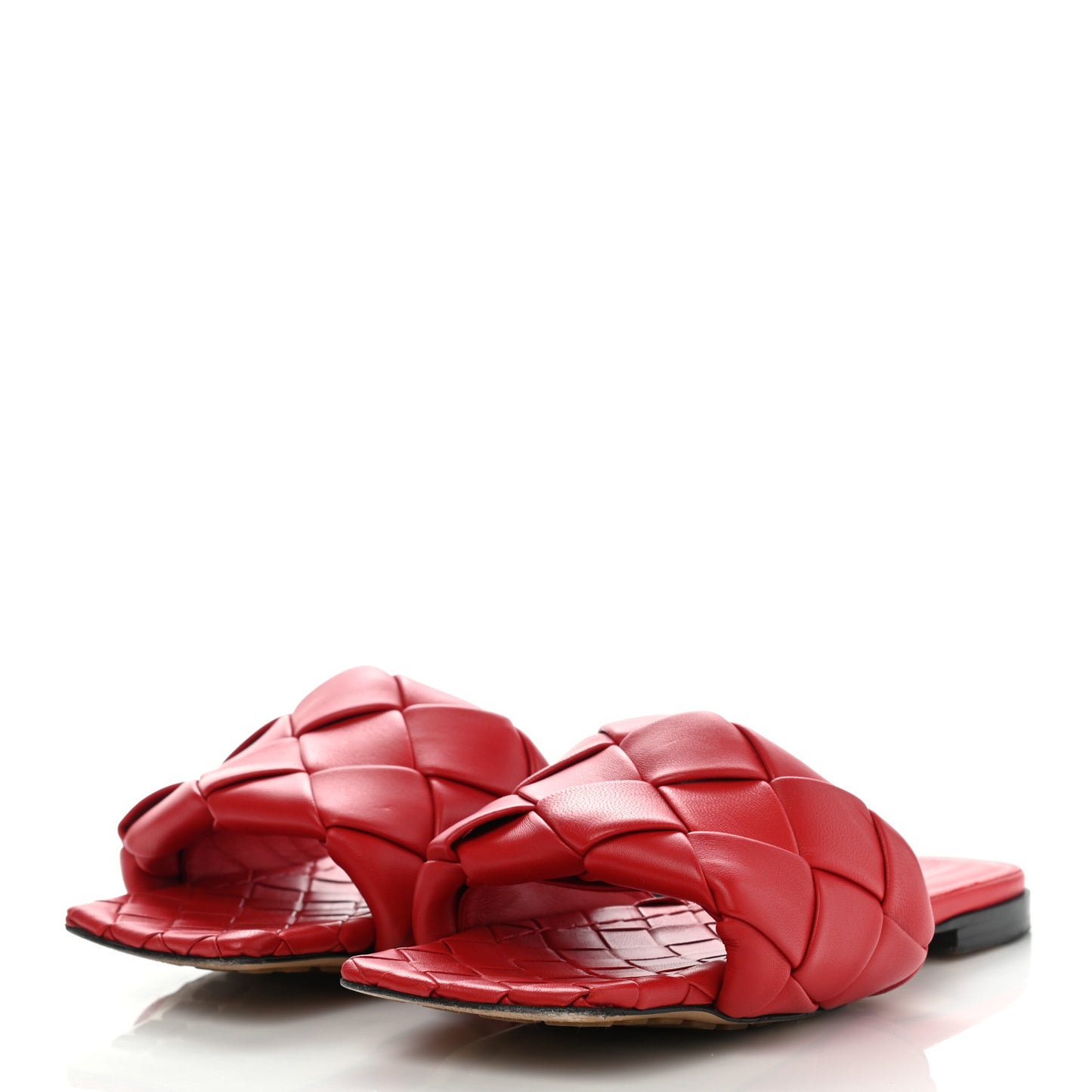 Nappa Maxi Intrecciato Lido Flat Sandals 38 Bright Red