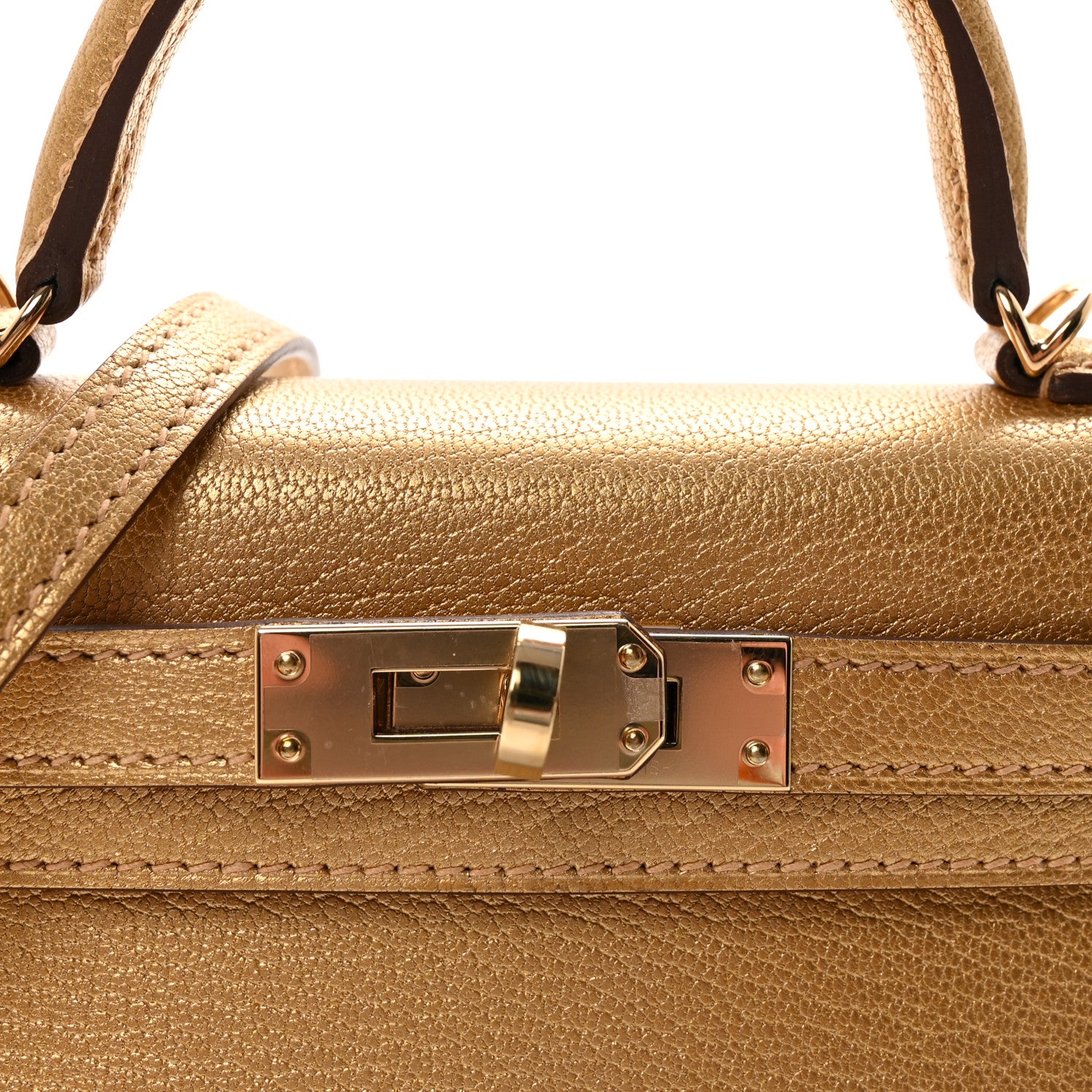 Hermes Metallic Chevre Chamkilight Mini Kelly Sellier 20 Dore
