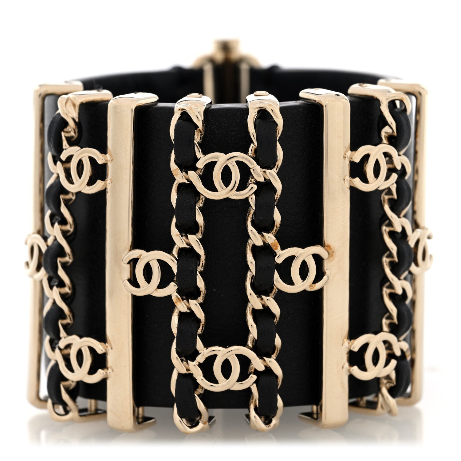 Chanel Lambskin Chain CC Bracelet L Black Gold 1 of 4