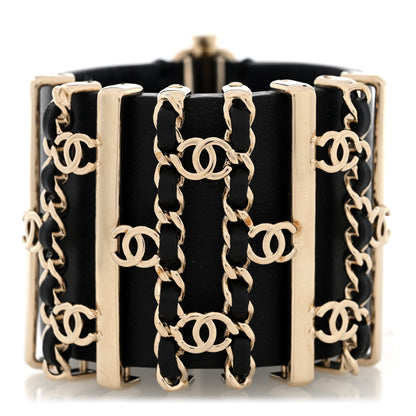 Chanel Lambskin Chain CC Bracelet L Black Gold 1 of 4